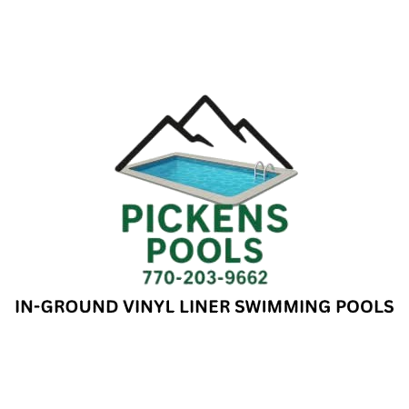 Pickens Pools logo: mountain outline over an in-ground pool, the phone number 770-203-9662, and the words IN-GROUND VINYL LINER SWIMMING POOLS
